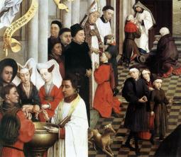 Rogier_van_der_Weyden-_Seven_Sacraments_Altarpiece_-_Baptism,_Confirmation,_and_Penance;_detail,_left_wing